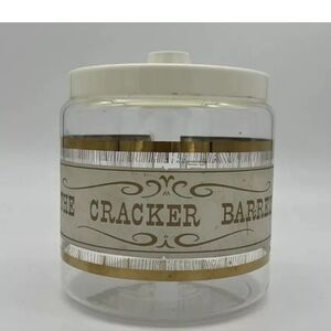 VINTAGE PYREX EUC THE CRACKER BARREL JAR GLASS CANISTER STORAGE WITH LID